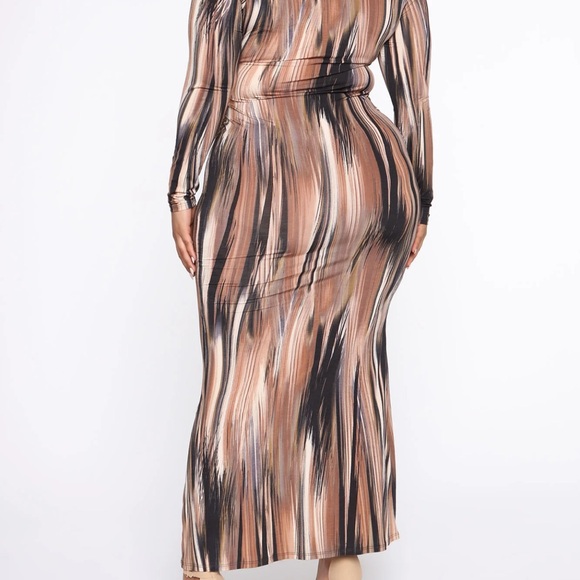 Fashion Nova Mind Of My Own Maxi Dress - Brown/Combo - Picture 8 of 11